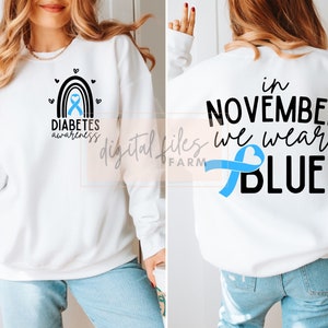 Diabetes Awareness Svg, In November We Wear Blue Svg, Diabetes Svg, Rainbow Svg, Fight Diabetes Month Svg, Diabetes Survivor, Blue Ribbon