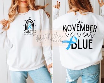 Diabetes Awareness Svg, In November We Wear Blue Svg, Diabetes Svg, Rainbow Svg, Fight Diabetes Month Svg, Diabetes Survivor, Blue Ribbon