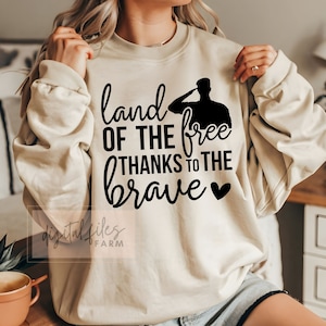 Memorial Day Svg, Land of the free thanks to the brave SVG, Veterans Day Svg, Hero Svg, Patriotic Svg, Veterans Svg, Svg Files for Cricut