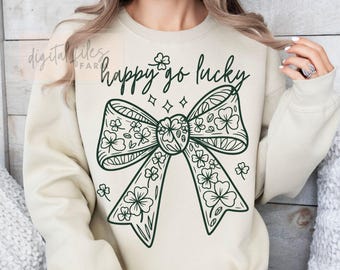 Retro St Patricks Day SVG, Happy Go Lucky Clover Design (Digital Download)