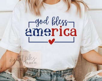4 de julio Svg, Dios bendiga a Estados Unidos SVG PNG, archivos Svg del 4 de julio, Día de la Independencia Svg, Estados Unidos Svg, Svg patriótico, 4 de julio Svg