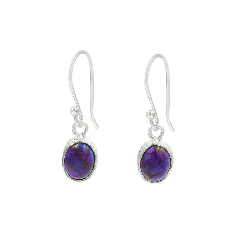 Gemstone Earring Midi Drop Earring Women Earring Anniversary Gift Purple Copper Turquoise Earring 925 Sterling Silver Delicate Earring