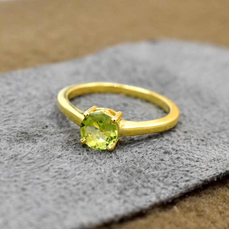 Peridot Stone Ring Gemstone Jewelry August Birthstone Ring Dainty Ring 18k Gold Plated Ring Delicate Ring For Her Handmade Jewelry