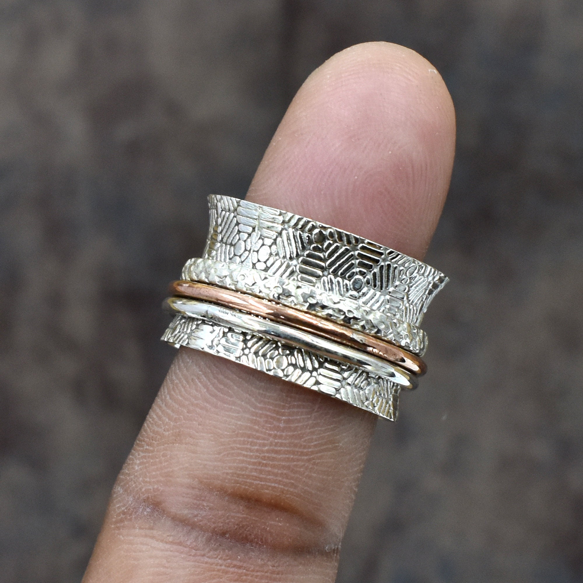Spinner Ring 925 Sterling Silver Ring Fidget Spinning Ring Etsy