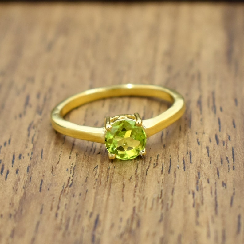 Peridot Stone Ring Gemstone Jewelry August Birthstone Ring Dainty Ring 18k Gold Plated Ring Delicate Ring For Her Handmade Jewelry