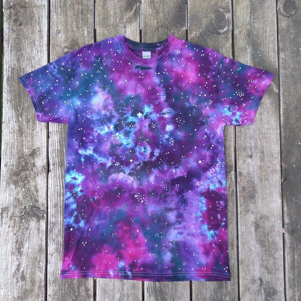 Galaxy Hand gefärbt Shirt / von Hand bemalt Sterne / Benutzerdefinierte Krawatte Farbstoff