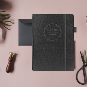 Gift for him | Minimalist planner | Black Vegan Leather Diary | Christmas gift for him | Stocking Filler | 2023 diary 2023 planner journal