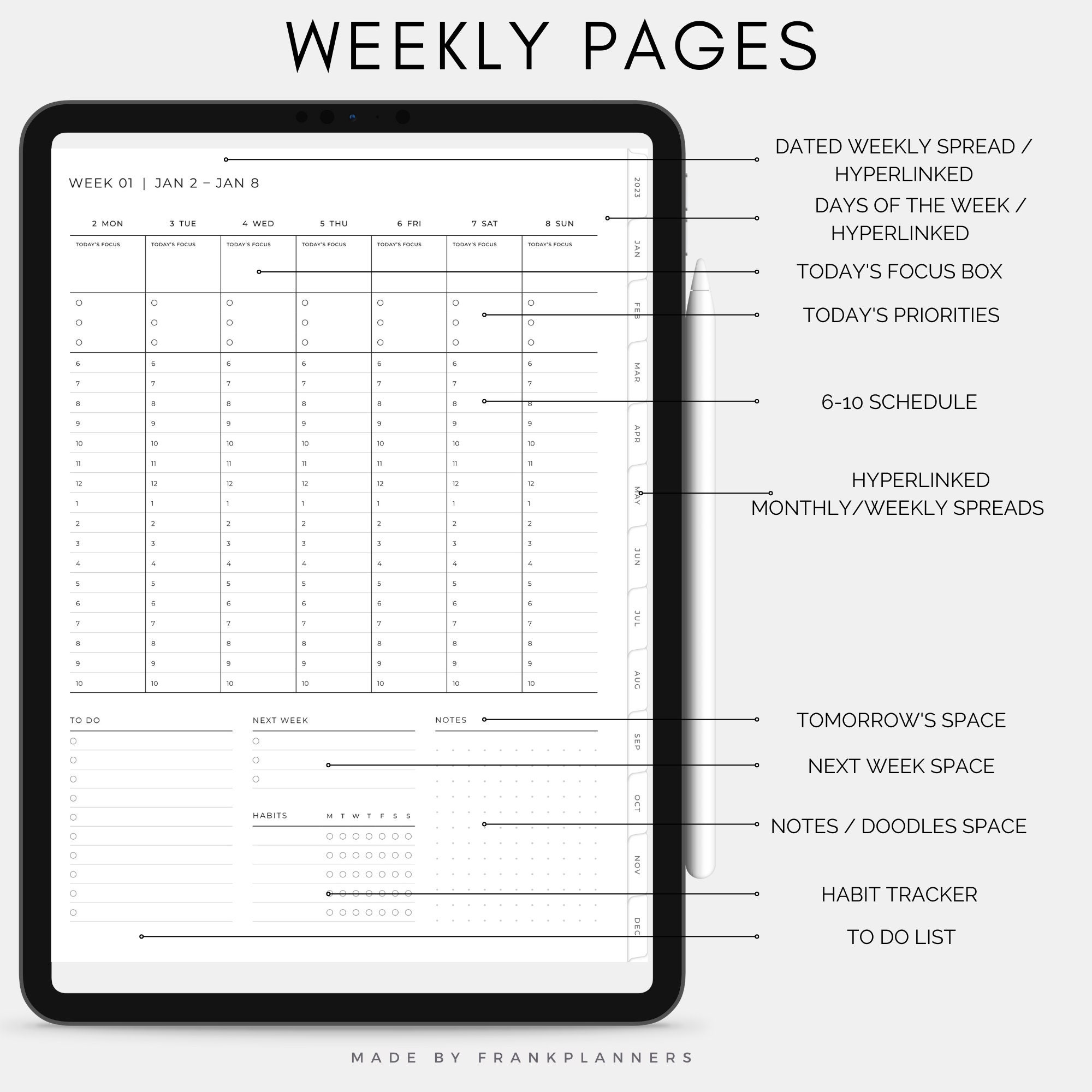 Digital Planner 2023 Goodnotes Planner ipad Pro Planner Etsy