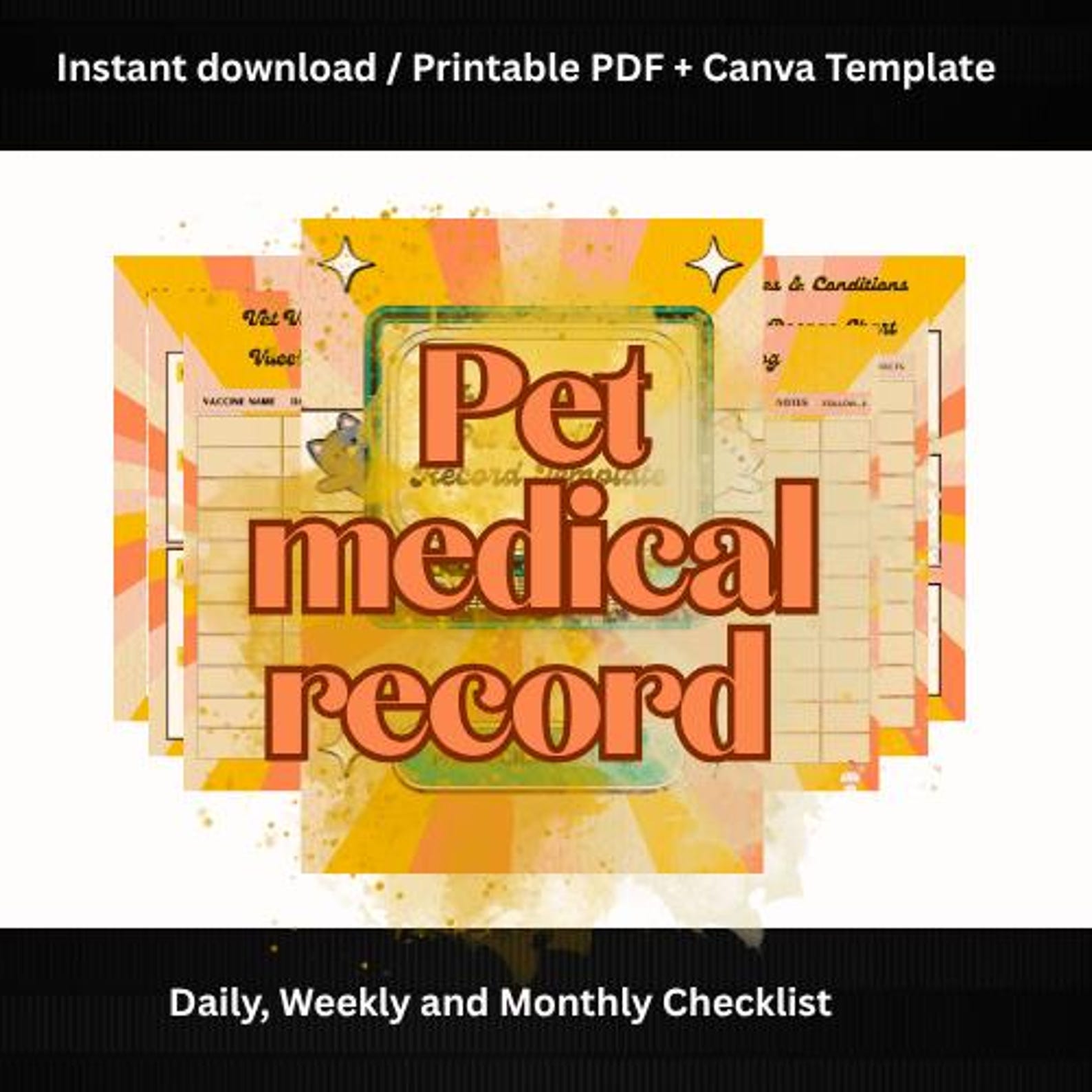 Paw-scription Pad | Printable Pet Medical Record Template | Cat Vet ...