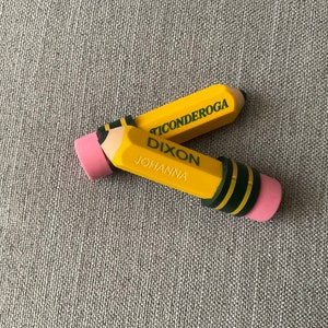 personalized Ticonderoga eraser, pencil shaped eraser, yellow eraser, Ticonderoga eraser