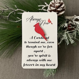 Kardinaal, Pocket Heart, Condoleance Gift, Rememberance Gift, Pocket Hug, Ik denk aan je, Verlies van een dierbare cadeau Pocket knuffel hart kardinaal