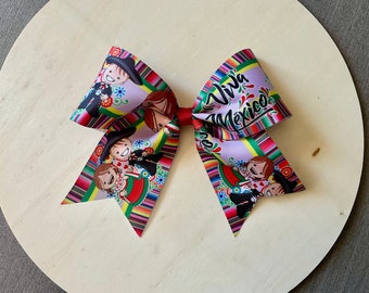 Viva Mexico Hair Bow, Mexico Hair Bow, Mexico Cheer Bow, Mexican Cheer Bow, Mexican Hair Bow, Cheer Hair Bow, Cinco De Mayo Bow