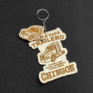 truck driver dad,  Spanish keychain, father&#39;s day gift, papa trailero personalized keychain, wood engraved keychain,