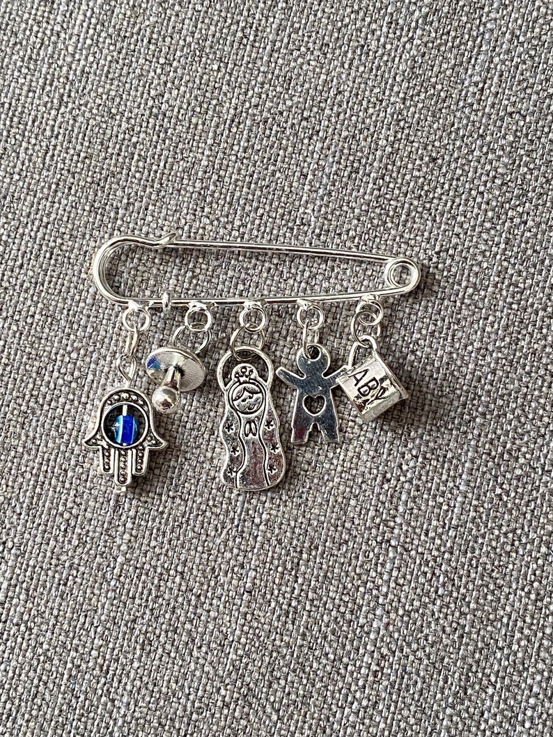 unisex religious maternity pregnancy pin brooch seguro de ma'ternidad baby shower gender reveal car set pin evil protection stroller brooch Virgin Mary 2