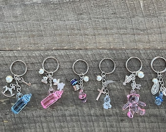 blue pink acrylic baby bottle favor keychain slide baby charm baby boy baby girl games decorations gift tags favors ornaments baby shower