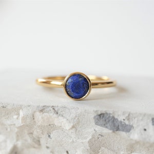 Lapis Lazuli Engagement Ring, Lapis Lazuli Ring, December Birthstone, Stacking Birthstone Rings, Dainty Ring, Engagement Ring White Gold 14K image 1