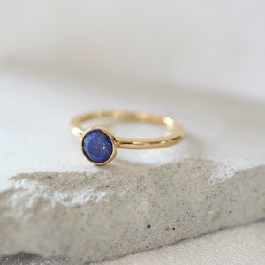 Lapis Lazuli Engagement Ring, Lapis Lazuli Ring, December Birthstone, Stacking Birthstone Rings, Dainty Ring, Engagement Ring White Gold 14K image 3