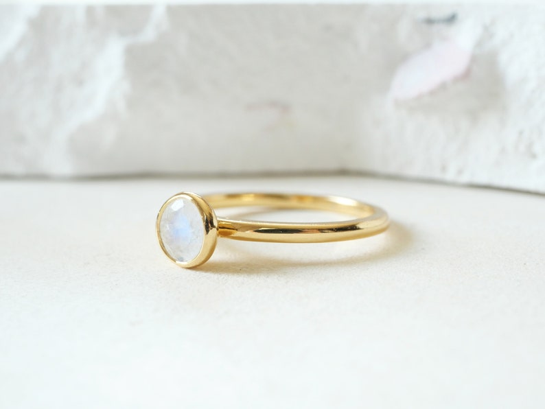 Ring Moonstone Ring for Women Gift for Girlfriend Gold Moonstone Ring 14k Gold Ring Minimalist Ring Minimalist Gold Moon Ring image 6