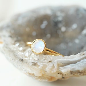 Ring Moonstone Ring for Women Gift for Girlfriend Gold Moonstone Ring 14k Gold Ring Minimalist Ring Minimalist Gold Moon Ring image 7