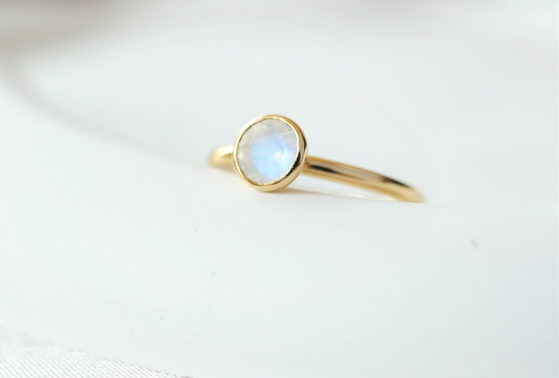 Ring Moonstone Ring for Women Gift for Girlfriend Gold Moonstone Ring 14k Gold Ring Minimalist Ring Minimalist Gold Moon Ring image 3