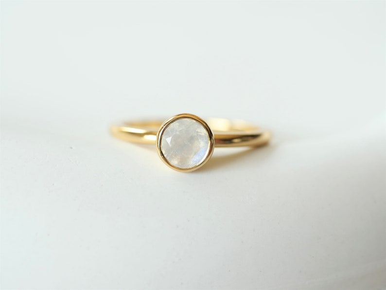 Ring Moonstone Ring for Women Gift for Girlfriend Gold Moonstone Ring 14k Gold Ring Minimalist Ring Minimalist Gold Moon Ring image 4