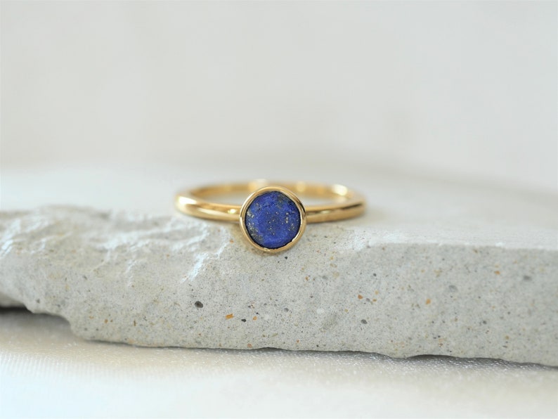 Lapis Lazuli Engagement Ring, Lapis Lazuli Ring, December Birthstone, Stacking Birthstone Rings, Dainty Ring, Engagement Ring White Gold 14K image 4