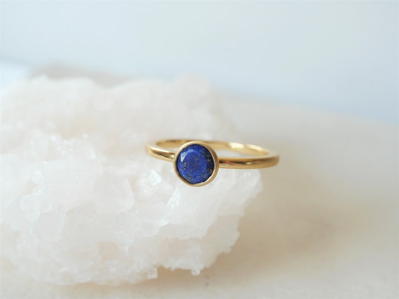 Lapis Lazuli Engagement Ring, Lapis Lazuli Ring, December Birthstone, Stacking Birthstone Rings, Dainty Ring, Engagement Ring White Gold 14K image 5