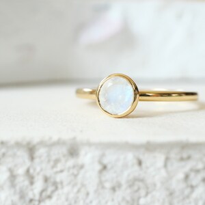 Ring Moonstone Ring for Women Gift for Girlfriend Gold Moonstone Ring 14k Gold Ring Minimalist Ring Minimalist Gold Moon Ring image 5