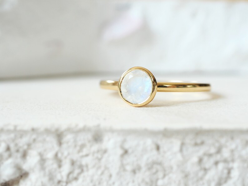 Ring Moonstone Ring for Women Gift for Girlfriend Gold Moonstone Ring 14k Gold Ring Minimalist Ring Minimalist Gold Moon Ring image 5