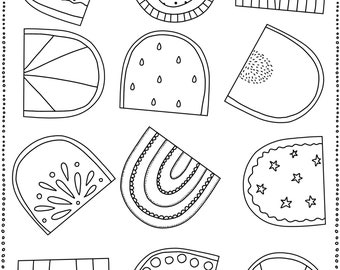 Rainbow Fruit Slices Coloring Page