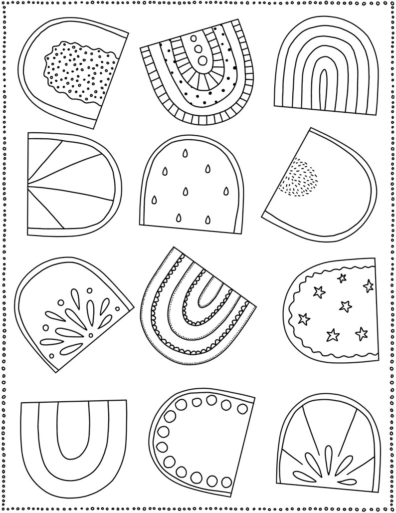 Rainbow Fruit Slices Coloring Page - Etsy Italia