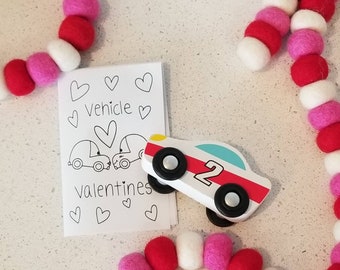 Vehicle Valentine Coloring Page, Kids' Valentine Cards (Digital Download)