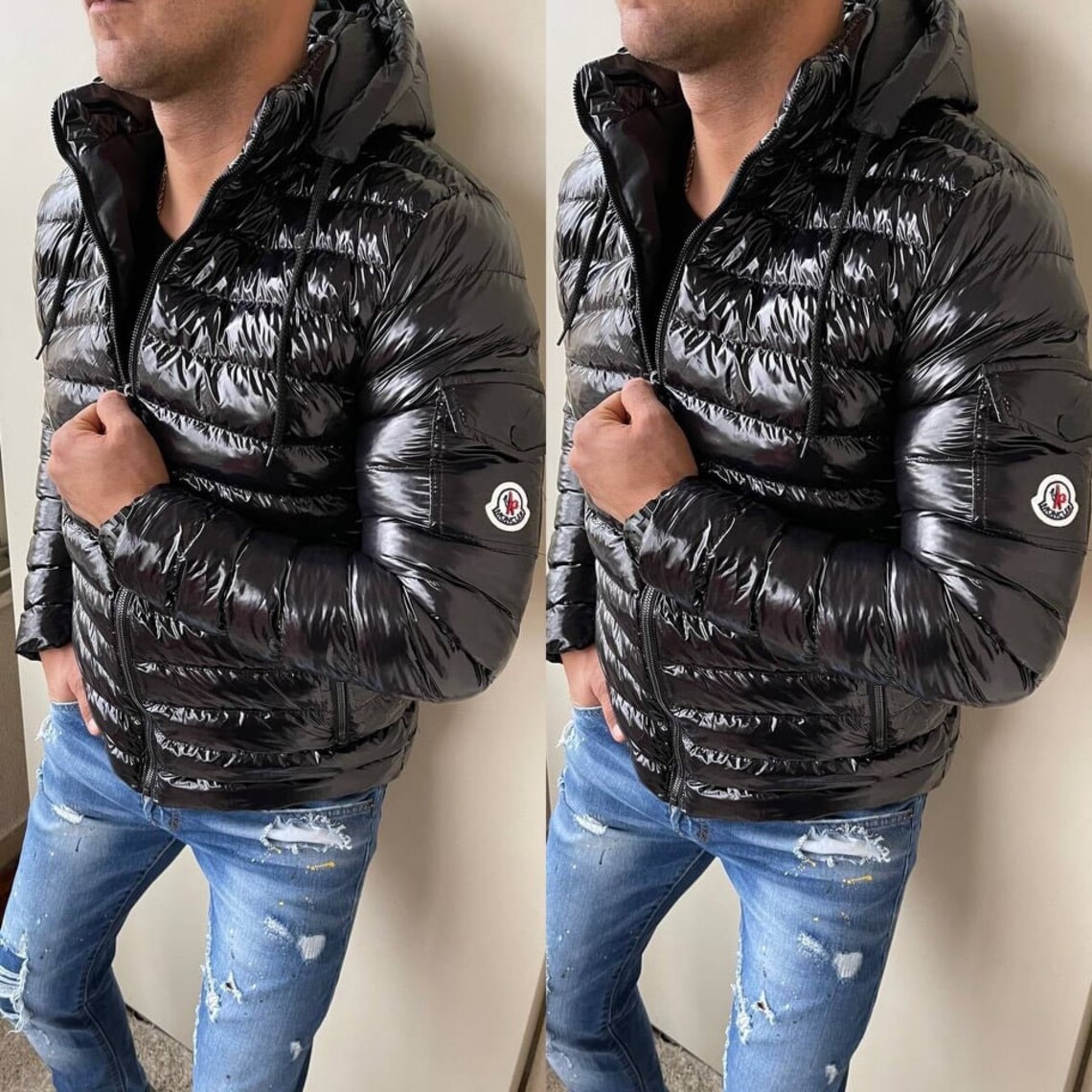Men Thin Jacket Puffer Padded Jacket Spring Jacket Hooded Etsy