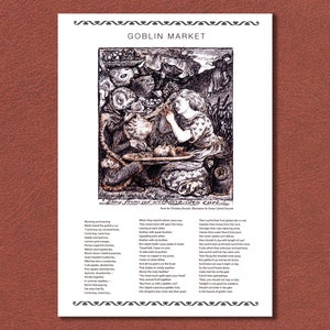 Goblin Market: Poem by Christina Rossetti. Illustrated by her brother Dante Gabriel Rossetti. Famous Pre-Raphaelite artists. Giclée print.