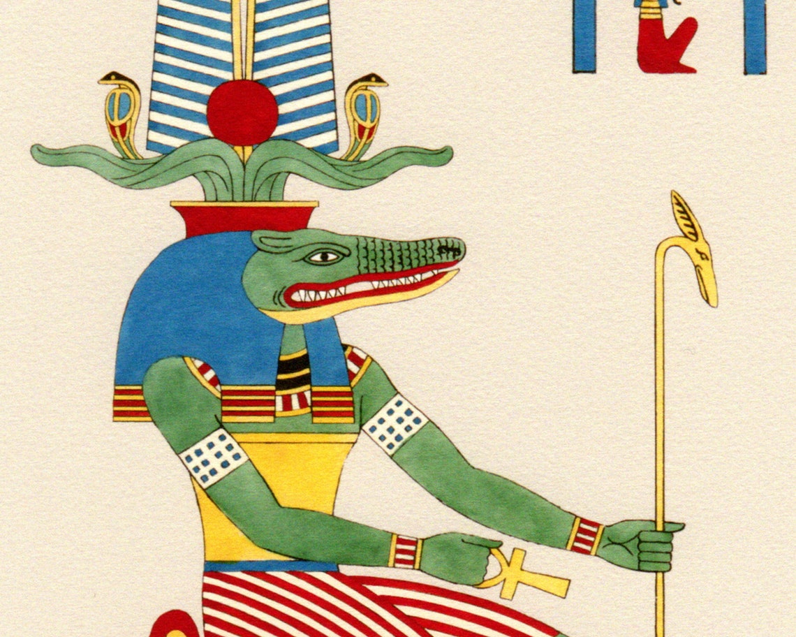 Gods of Egypt. Sobek the Crocodile God. Fine Art Print From - Etsy Denmark