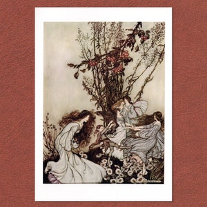 Arthur Rackham: Dancing Fairies from Peter Pan. Giclée reproduction on watercolour paper of this famous illustration by the acclaimed artist