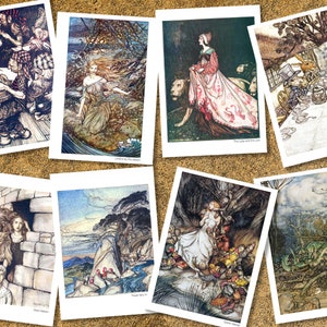 Stampe formato cartolina di Arthur Rackham. 8 meravigliosi studi del più grande illustratore di fiabe e fantasy su cartoncino artistico di alta qualità da 230 g/m².
