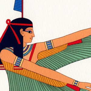 Maat, diosa egipcia del orden, la armonía, la verdad y la justicia. Impresión de bellas artes de una litografía del siglo XIX. Una buena diosa para tener a tu lado. imagen 3