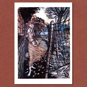 Undine outside the window by Arthur Rackham. The much loved fairy tale. Fine art print from original bookplate. Charming and magical.