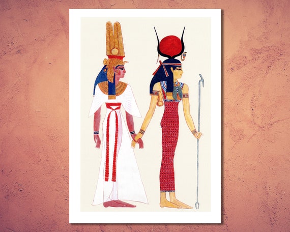 古代エジプトのアートプリント：女神イシスと王妃ネフェルタリの壁画