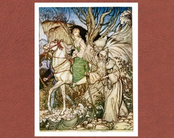 Fairy tale print 'Undine.' Brilliant art by Arthur Rackham, issued 1912. Fine art Giclée print from the Golden Age of Fairy Tales.