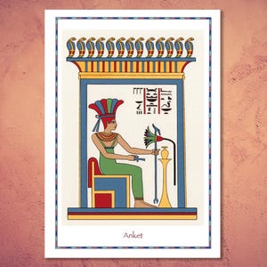 Anket, goddess of the Nile.  Fine art print of Ancient Egypt wall painting. Perfectly true to the original. Sacred to the Ancient Egyptians