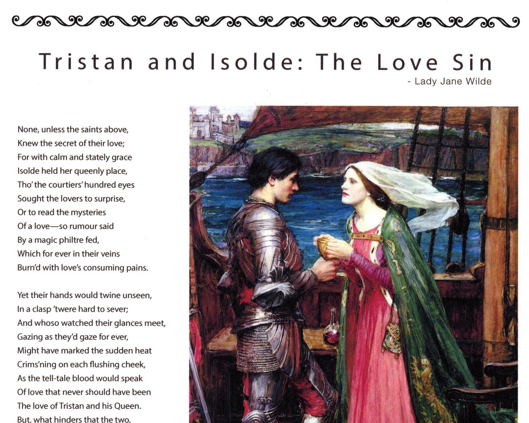 Poetry Print Tristan & Isolde. Pre Raphaelite Poem and Painting. Full