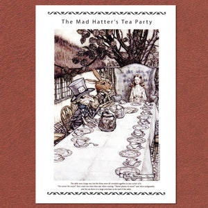 Alice nel Paese delle Meraviglie, stampa giclée del Tea party del Cappellaio Matto, meravigliosamente illustrata da Arthur Rackham.
