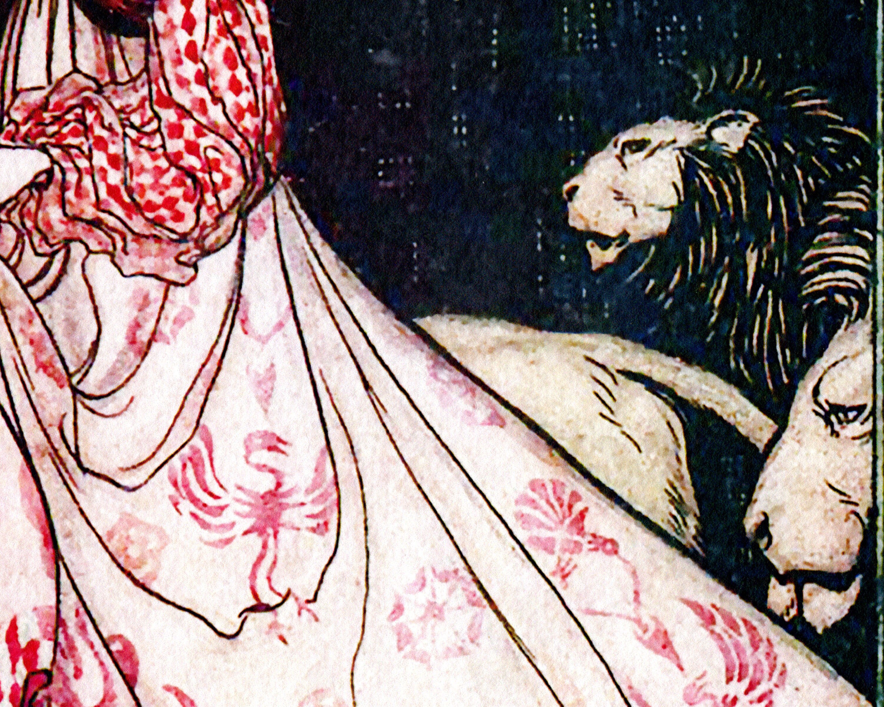 Arthur Rackham Art Print: the Lady and the Lion, Grimm's Fairy Tales - Etsy
