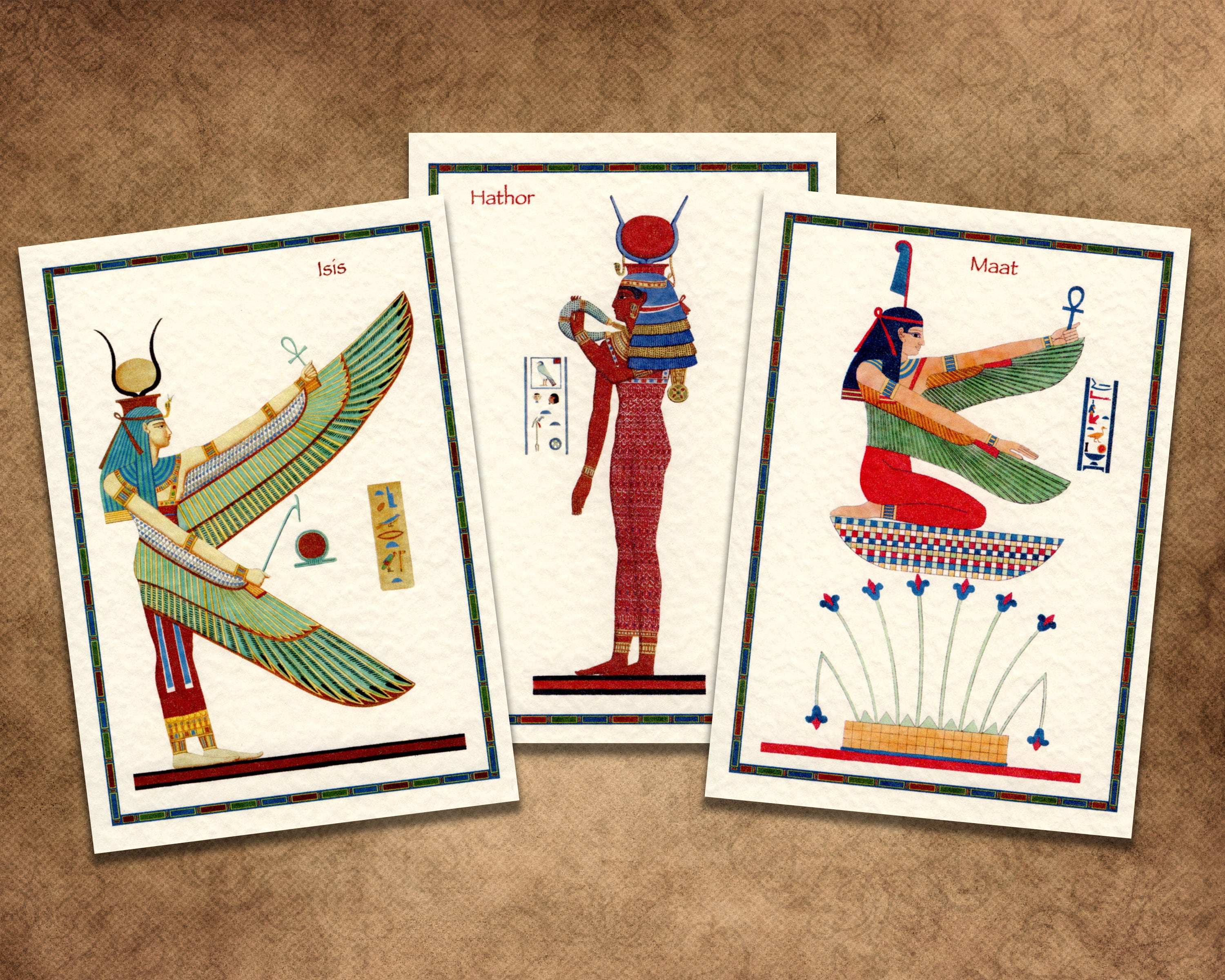 Toegeven Aanbod Pittig Egyptian Goddesses Isis Hathor Maat. 3 X Mini Prints size 4 - Etsy
