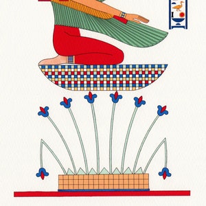 Maat, diosa egipcia del orden, la armonía, la verdad y la justicia. Impresión de bellas artes de una litografía del siglo XIX. Una buena diosa para tener a tu lado. imagen 4