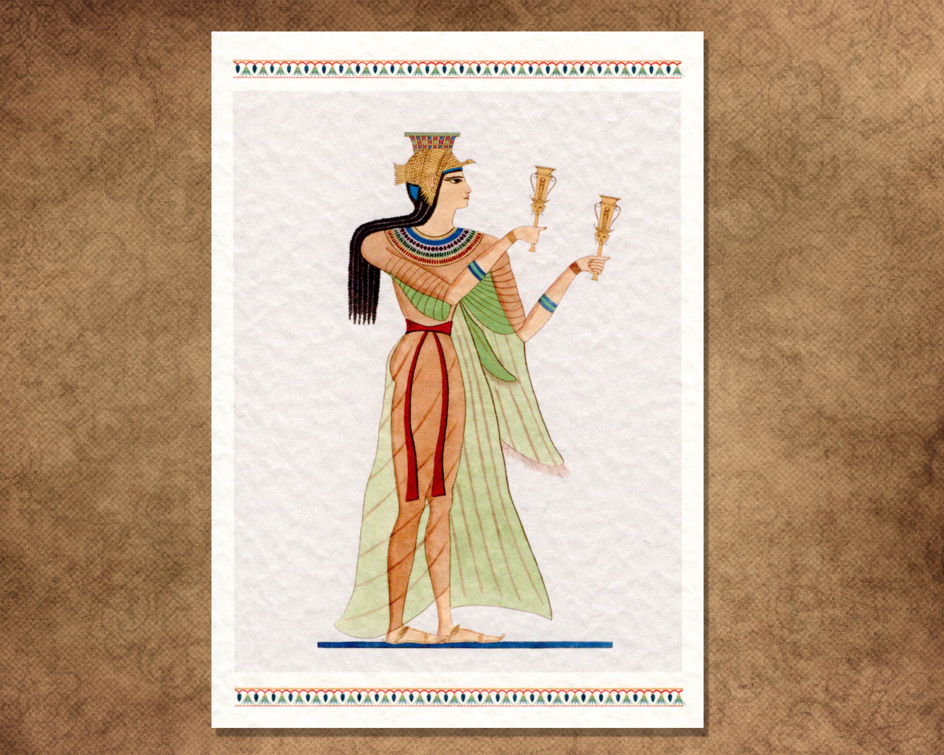 Edle Damen des alten Ägypten. 3 Mini-Drucke, je 10 x 16,5 cm auf 300 g/m²  gehämmertem Karton. Von originalen Lithographien des 19.Jahrhunderts. -  Etsy Österreich, image size:3000x2400