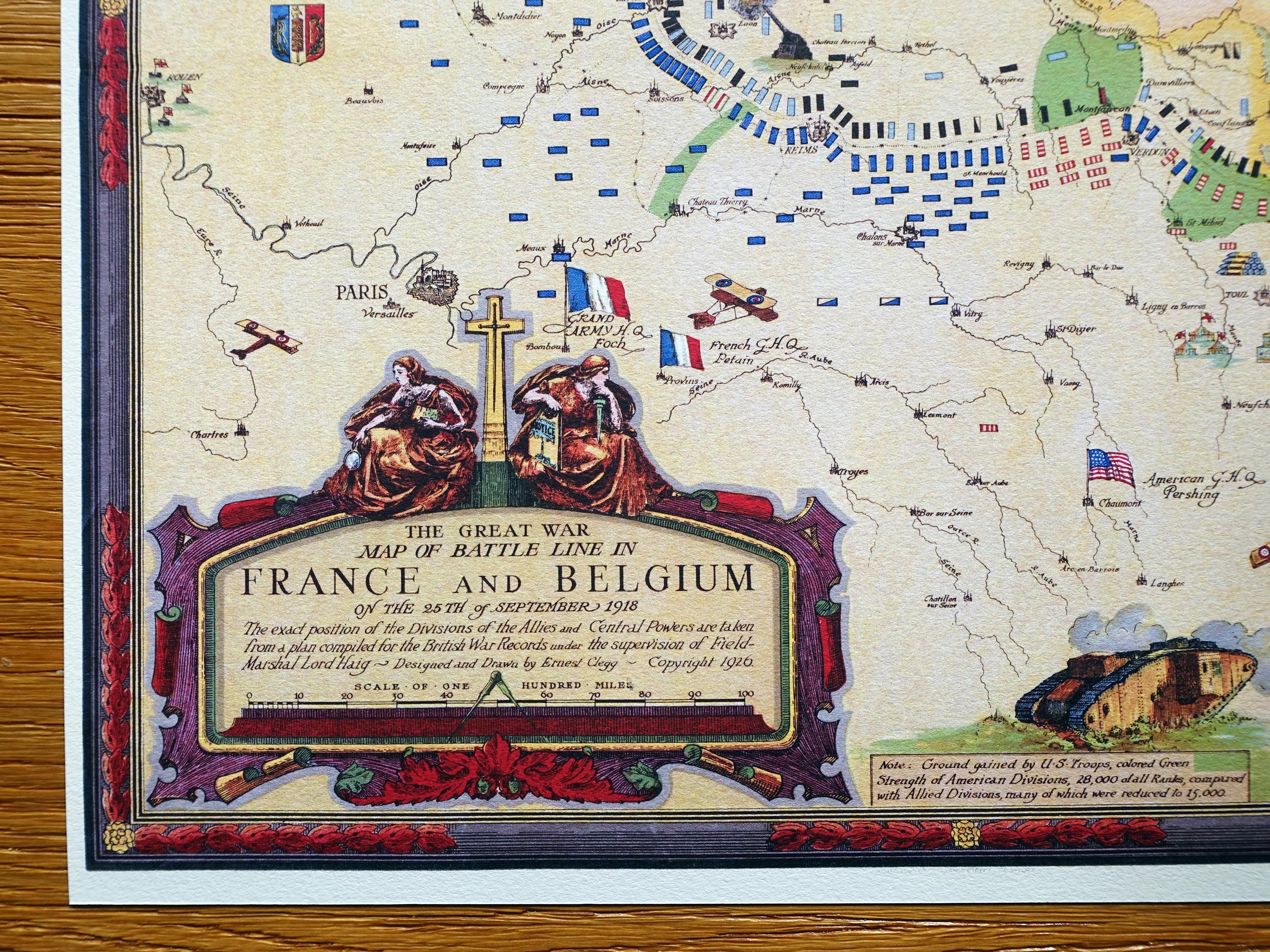 1918 年の第一次世界大戦の戦場地図。驚くほど詳細で、注目に値する