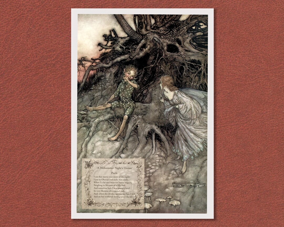 Arthur Rackham A Midsummer Night's Dream Print, Puck and Fairy ...